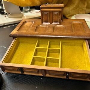 Vintage Wooden Jewelry Box, Desk, Or Dresser Organizer mid century decor